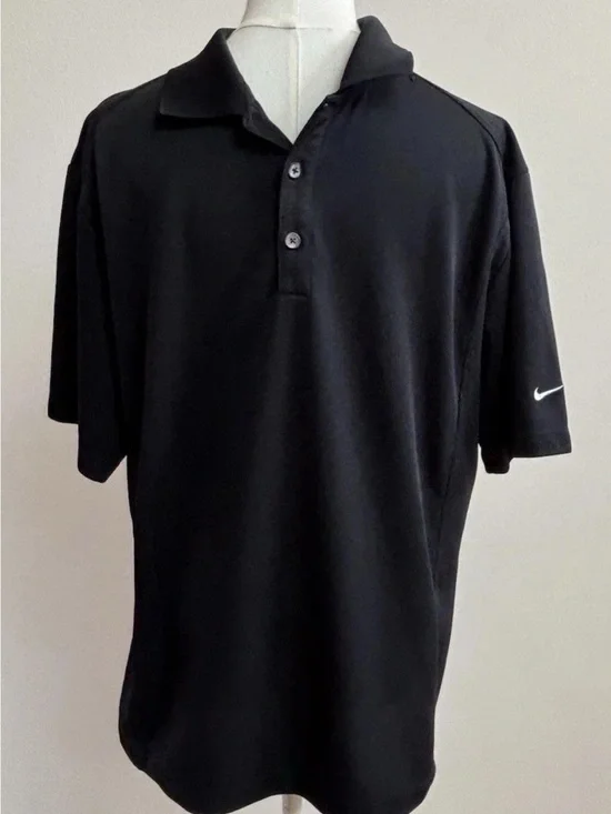 Nike Golf Dri-FIT Polo Shirt Black Men’s Medium Performance Athletic Swoosh