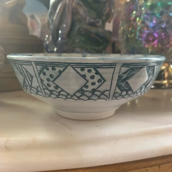 Handmade Ceramic/Pottery Blue & White Small Bowl
