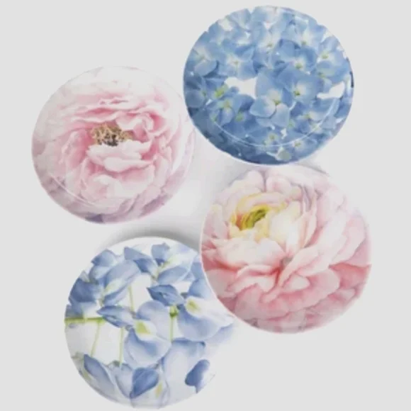Set Of 4 Dessert/Salad Plates..Watercolor Floral 8