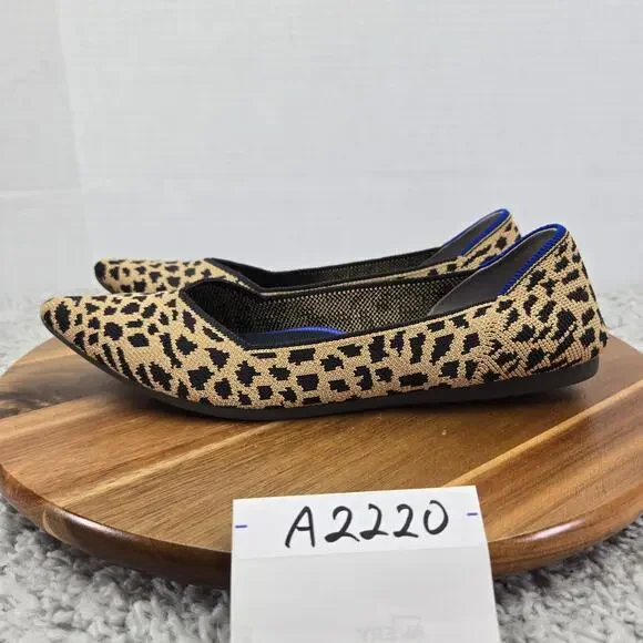 Rothy's Women 8 The Point Leopard Print Knit Casual Retired Lifestyle Daily Flat