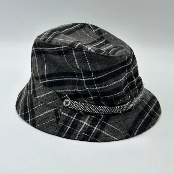Vintage August Hats Gray Plaid Fedora Hat