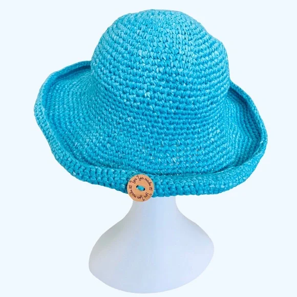 HANDMADE BLUE CROCHET  BUCKET HAT