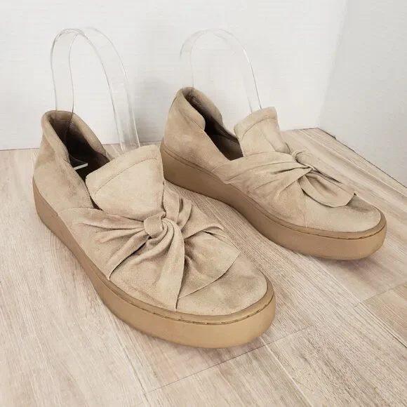 Donald J Pliner Knot Slip-On Sneakers Size 7.5 – Beige Suede, Casual Chic