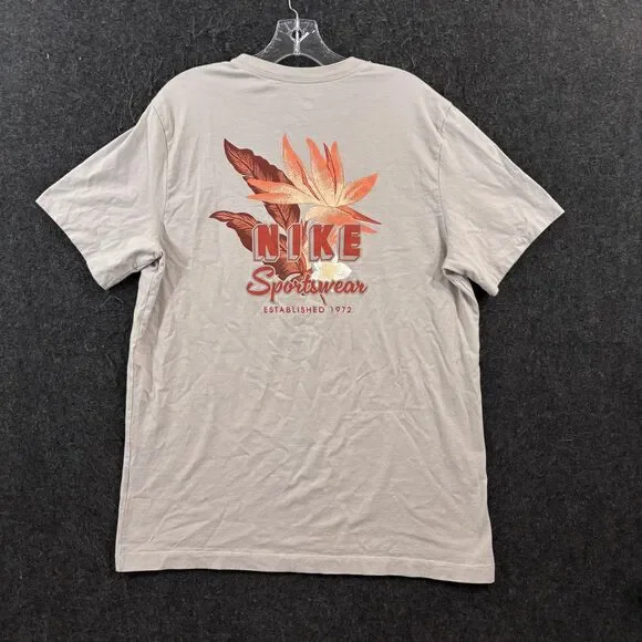 Nike Sportswear Shirt Men's Large Gray Tropical Graphic Tee HV4627-012