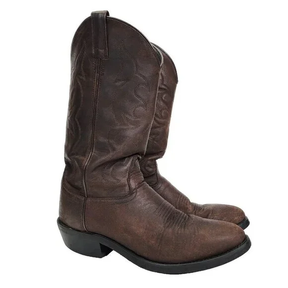 Old West Men's TBM3051 Brown Leather‎ Mid-Calf Western Boots - Size 9.5 D