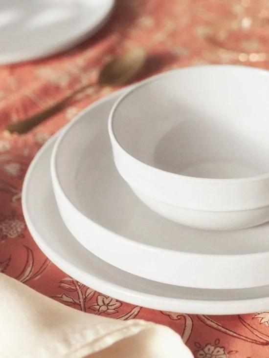 Anthropologie Rowen Ginny Stoneware Low Bowls - Set of 4 color Salt