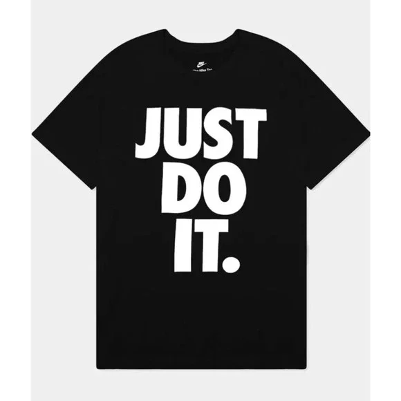 Nike Just Do It T-Shirt Black Big Logo Men's Size Large DX1987 010 Unisex New