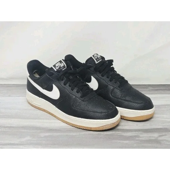 Nike Air Force 1 Low '07 Black White Pebbled Leather Shoe CT2302-002 US Men's 12