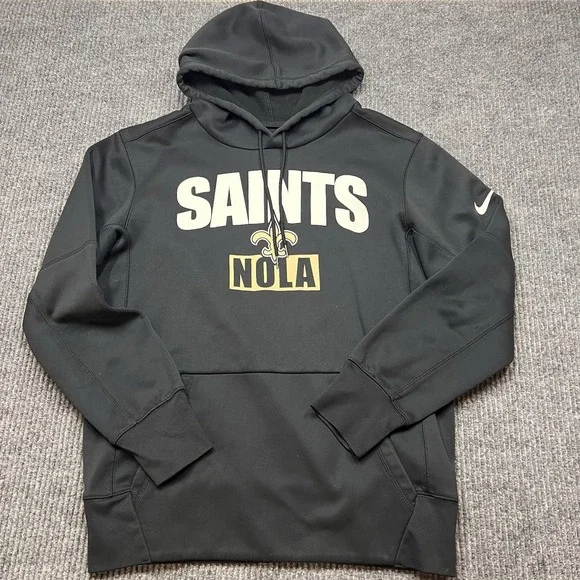 Nike New Orleans Saints NOLA Sweatshirt Hoodie Mens Medium Black Dri Fit Therma‎