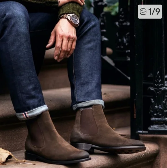 Elegant J.D. Fisk Chelsea Low Boy Men's‎ Quality Brown Leather Boots