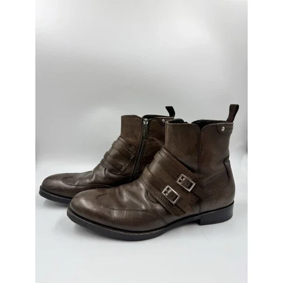 Sergio Rossi Men Size 7 Brown Leather Ankle Boots
