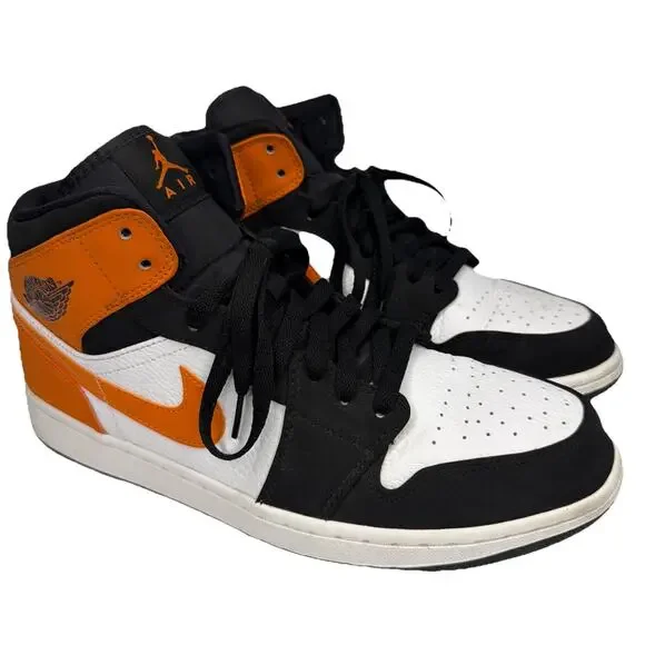 Nike Men’s size 11 Air Jordan 1 Mid Shattered Backboard Black Orange White Shoes