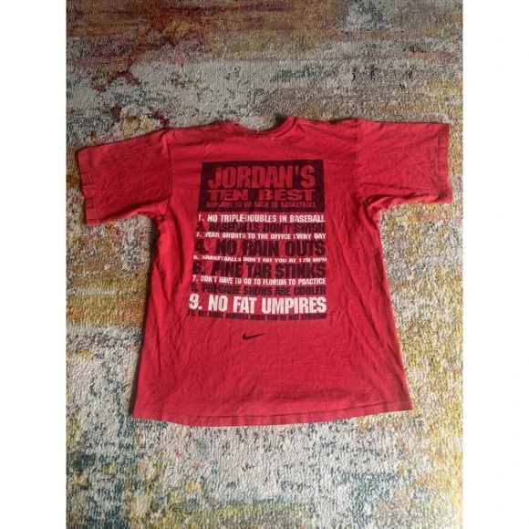 Vtg 90s Nike Jordan's Ten Best Reasons To Go Back To Basketball Shirt Mens M Red