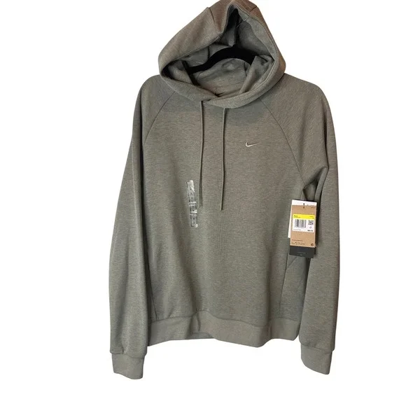 Nike Mens Dri-FIT Training Hoodie Olive Grey Heather UPF 40+ FZ0969-320‎ Small