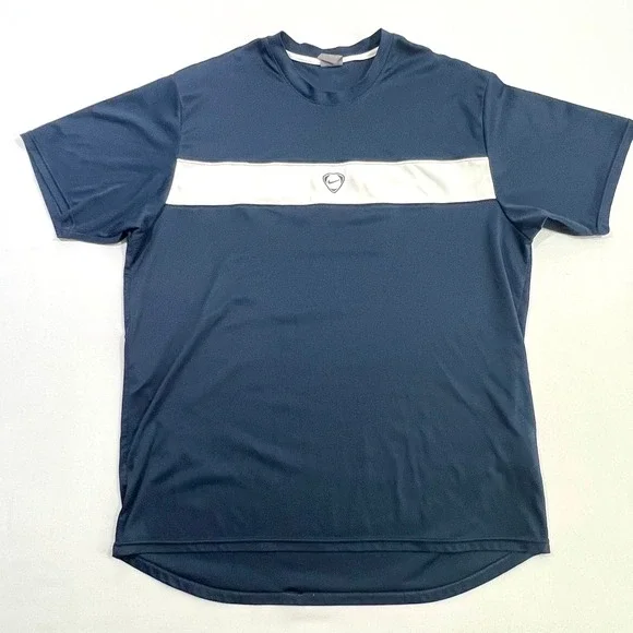 Vintage Nike Dri Fit Shirt Mens XL Navy Blue White Chest Stripe Athletic Y2K