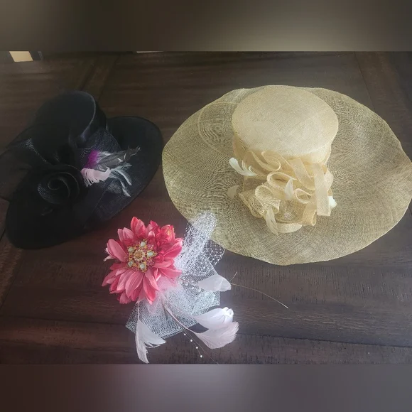 Swan Hat Elegant Black and Gold‎ Women's Hat Set