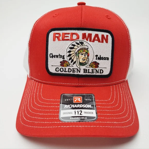 RED MAN Retro Vintage Style Richardson 112 Trucker Patch Hat Cap Snuff Dip Chew