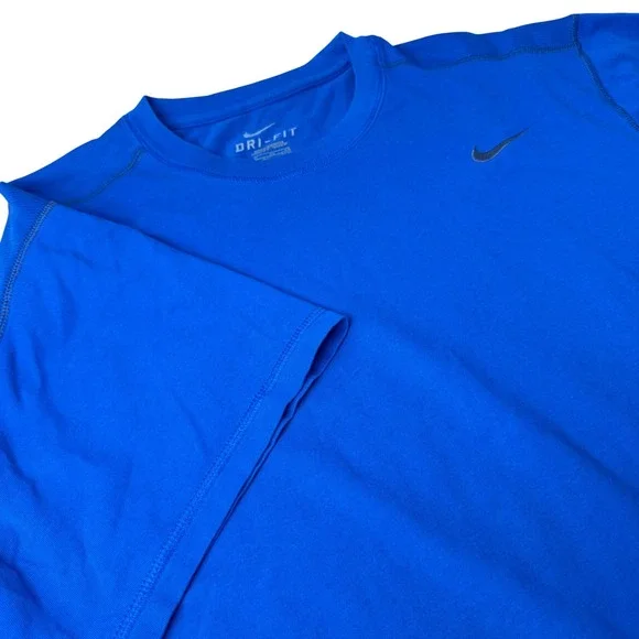 Nike Dri-FIT T-Shirt Mens XL Blue Swoosh Performance Athletic Top Workout‎ Gym