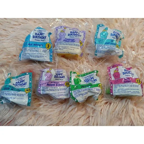 1994 Happy Birthday Train McDonalds Happy Meal Toys  Set of 7 vintage new packs