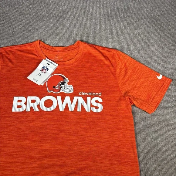 Nike Cleveland Browns‎ T Shirt Mens M Short Sleeve Orange Dri Fit Logo NFL NWT