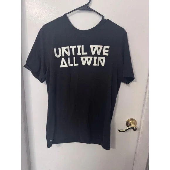 Nike Dri-FIT Until We All Win Graphic‎ T-Shirt Mens Large Black Athletic Cut Tee