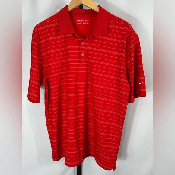 Nike Gold Fit Dry Red Stripe Short Sleeve‎ Polo Medium