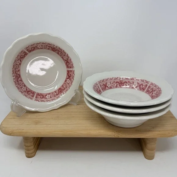 Syracuse China Strawberry Hill 4 Cereal Bowls 6.5