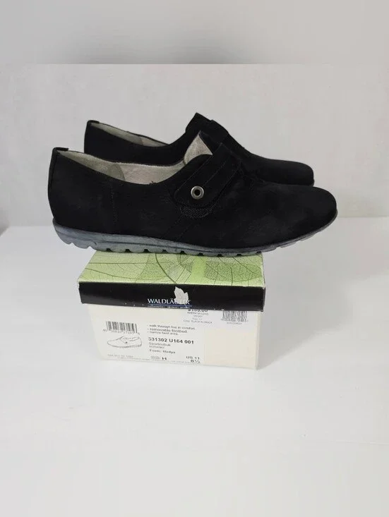 Waldläufer Hadya Black Nubuck Comfort Shoes