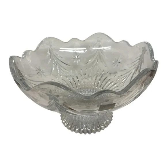 Celebrations by Mikasa Crystal Glass Bowl Footed Christmas Night  Collection 10