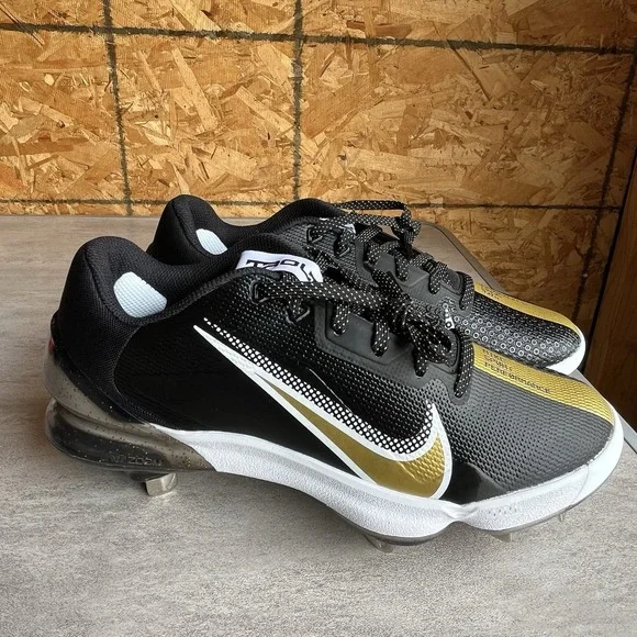 Nike Force Zoom Trout 7 Pro Black Gold White Baseball Cleats CQ7224-012 Men's 8‎