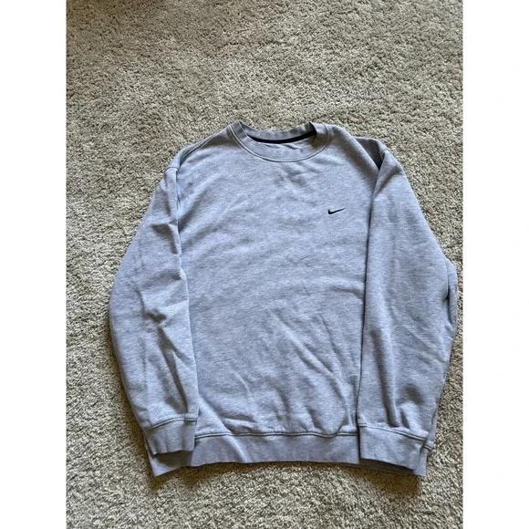 VINTAGE Nike Sweatshirt Mens Large Gray‎ Mini Swoosh Crewneck Essential 90s Y2K