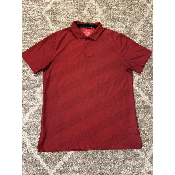 Men's Size Medium Nike Tiger Woods Golf Polo Red Snap Used Clean RARE Y2K‎