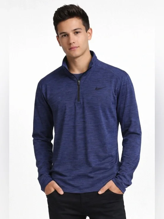 Nike Dri-FIT Quarter Zip Pullover XL Blue Athletic Running Training Top