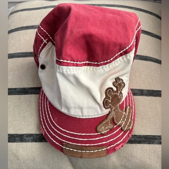Disneyland Resort Red Broken In Mickey Patch Adjustable Baseball Cap One Size