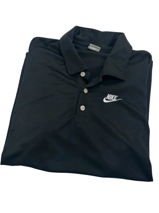 Nike Black Polo with White Swoosh Embroidered Logo