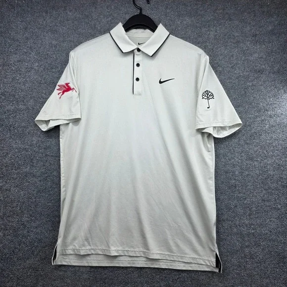 Nike Dri-FIT Mens Golf Polo Shirt Off-White Pegasus Keeton Park Size M