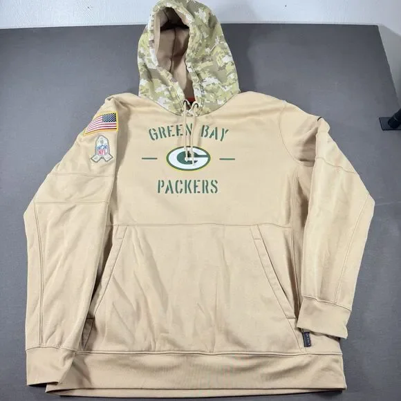 Green Bay Packers Salute to Service Hoodie Mens XL Camo Nike Dri-Fit Sweatshirt