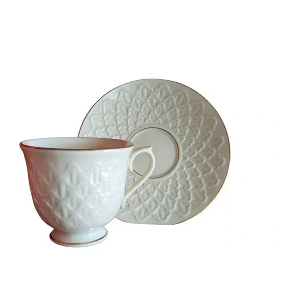 Lennox Jacquard Gold Cup And Saucer‎