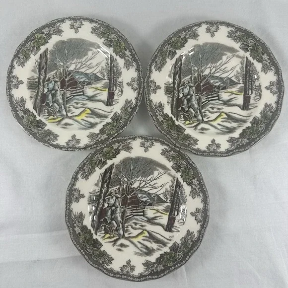 Vintage 3 Johnson Bros Plates Friendly Village Sugar Maples Bread & Butter 6