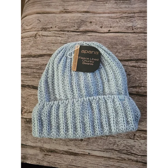 Apana Chunky Fleece Lined Chunky Beanie Beautiful Blue Color OSFM NWT (11)