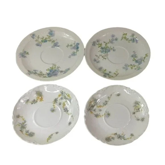 Haviland & Co Limoges France Saucers Multicolor‎ Floral 2 Sets of 2~ Lot …