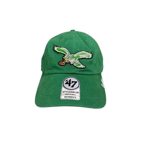 Philadelphia Eagles NFL '47 Brand Throwback Green Clean Up Adjustable Hat Womens
