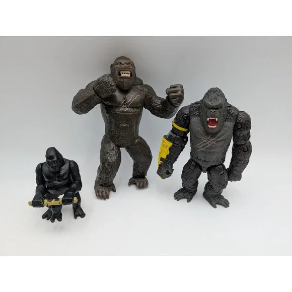 Playmates King Kong Action Figure Lot Brown Black Godzilla vs Kong 3 Figures