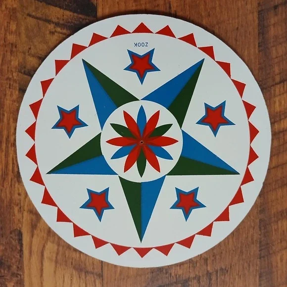 Vtg Zook Trivet Wall Art Pennsylvania  Dutch Star Flower Kitschy MCM 7.75
