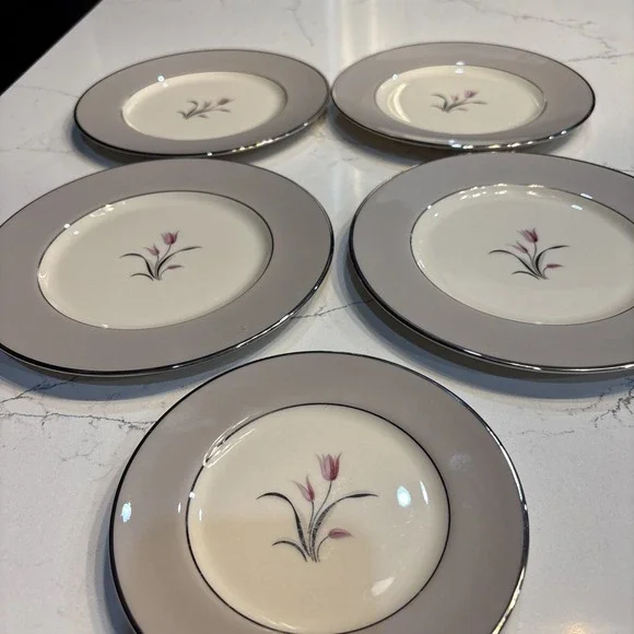 5 Pcs Vintage Franciscan Claremont Fine China 4-Salad And 1- Bread Plate/Plates