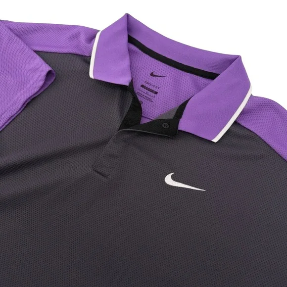 Nike Golf Club Polo Shirt Mens Large Purple Colorblock Dri-FIT FQ1150-573