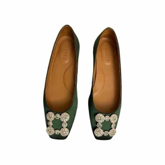 Talbots Green Flats with silver Embellishment