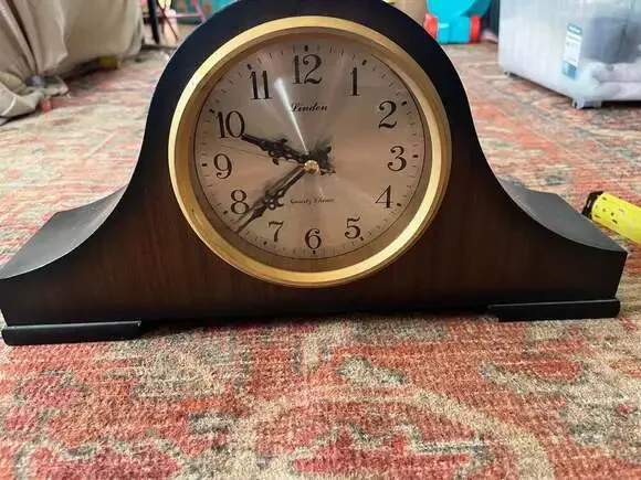 Linden Quartz Chime Tambour Mantel Clock, Wood Case, 17.5