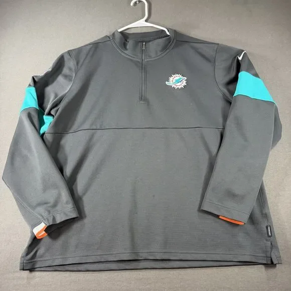 Miami Dolphins Quarter Zip Mens XL Nike Dri-Fit Shirt Black Pullover Thermal