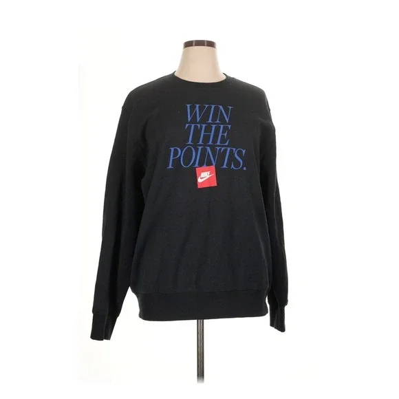 Nike Sweatshirt Mens XL Black NWT Win The Points Graphic Crewneck  Pullover New